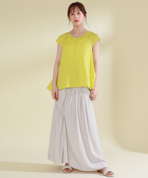 Ray BEAMS（レイビームス）の「Ray BEAMS / リネン Vネック フレンチスリーブ（シャツ/ブラウス・レディース・イエロー/ホワイト/グリーン/ブラック・ONE SIZE）」の21枚目の写真