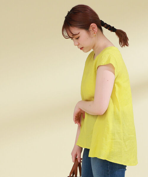 Ray BEAMS（レイビームス）の「Ray BEAMS / リネン Vネック フレンチスリーブ（シャツ/ブラウス・レディース・イエロー/ホワイト/グリーン/ブラック・ONE SIZE）」の22枚目の写真