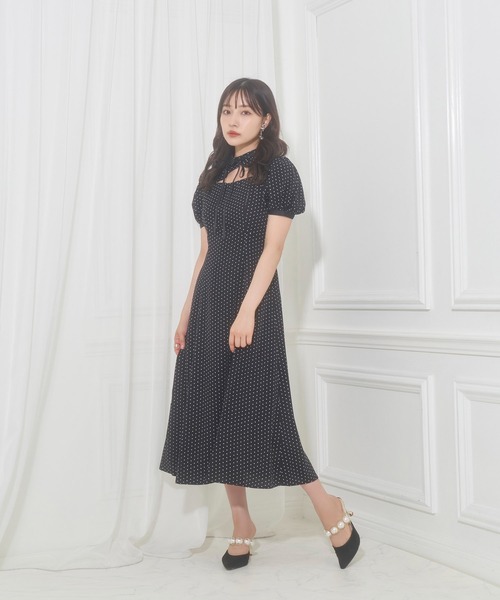 新品未使用♡ andgeebee リボンツイードワンピ ANDGEEBEE（アンジービー）の「ドットリボンワンピ（ワンピース