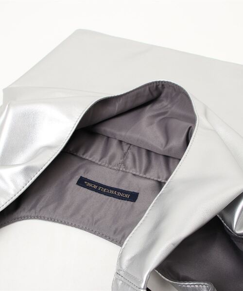 HONEYSUCKLE ROSE（ハニーサックルローズ）の「【HONEYSUCKLE ROSE】ソフトＰＵショッパー（トートバッグ・レディース・シルバー/ブラック・フリー）」の5枚目の写真