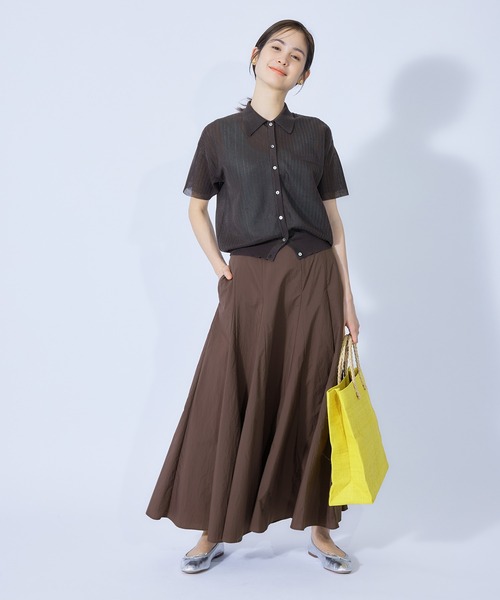 ROPE'（ロペ）の「強撥水ナイロンマチフレアスカート（スカート・レディース・ダークブラウン/ベージュ/グリーン・38/36）」の11枚目の写真