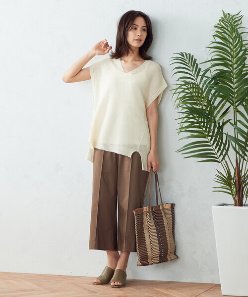COMME CA ISM(コムサイズム)の「和紙 ホールガーメント(R) ニット(ニット/セーター・レディース・ホワイト/ピンク/チャコール・FREE)」の4枚目の写真