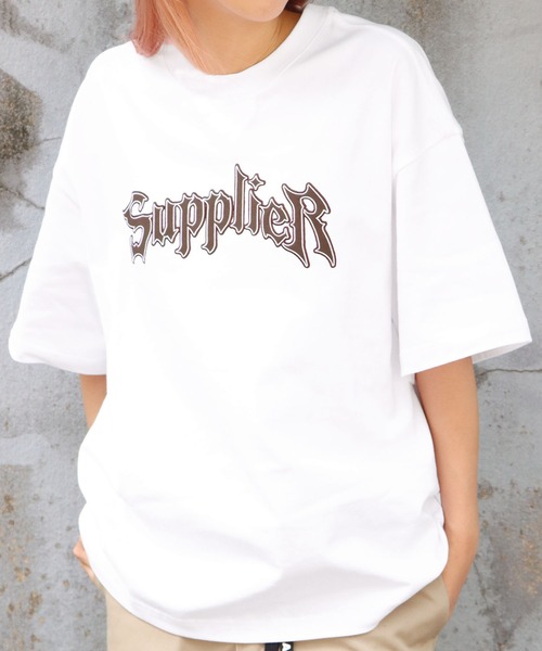 SupplieR ホワイト Tシャツ Sロゴ SUPPLIER tシャツ SUPPLIER/サプライヤー 2-Tone Rhinestone