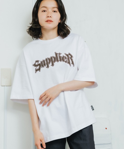 SupplieR ホワイト Tシャツ Sロゴ SUPPLIER tシャツ SUPPLIER/サプライヤー 2-Tone Rhinestone
