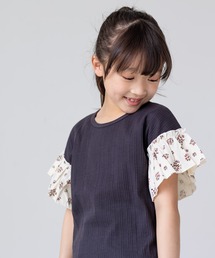 袖フリル テレコ半袖Tシャツ