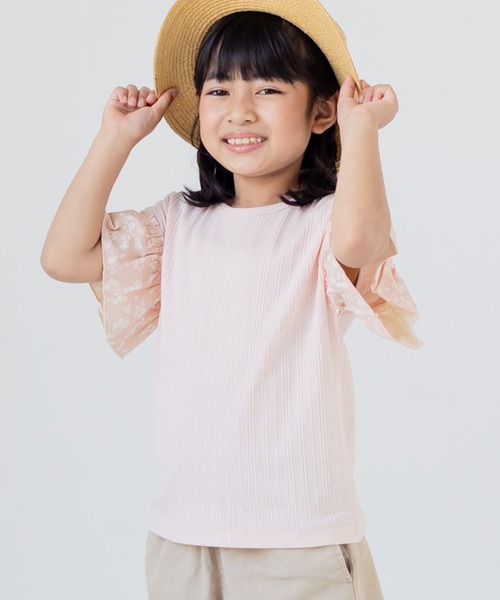 chil2（チルツー）の「袖フリル テレコ半袖Tシャツ（Tシャツ/カットソー・キッズ・A/B/C/D/E・80ｃｍ/90cm/110cm/100cm/120cm/130cm/140cm）」の2枚目の写真