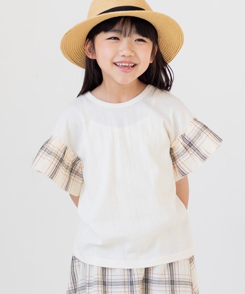 chil2（チルツー）の「袖フリル テレコ半袖Tシャツ（Tシャツ/カットソー・キッズ・A/B/C/D/E・80ｃｍ/90cm/110cm/100cm/120cm/130cm/140cm）」の3枚目の写真