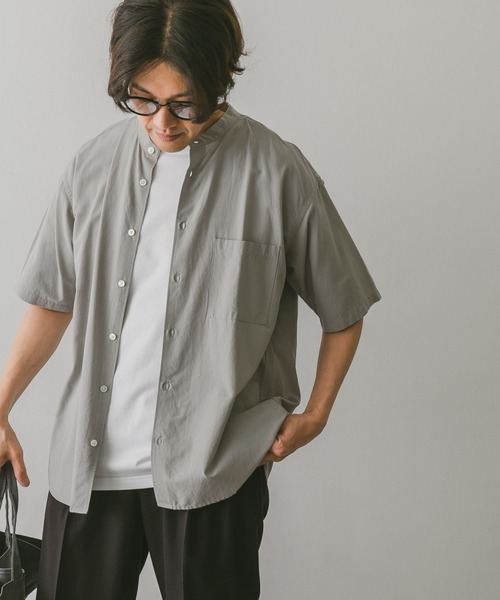 URBAN RESEARCH DOORS（アーバンリサーチドアーズ）の「コンフォートバンドカラーシャツ（シャツ/ブラウス・メンズ・ライトグレー/パープル/ブラック/グリーン・MEDIUM/LARGE）」の16枚目の写真