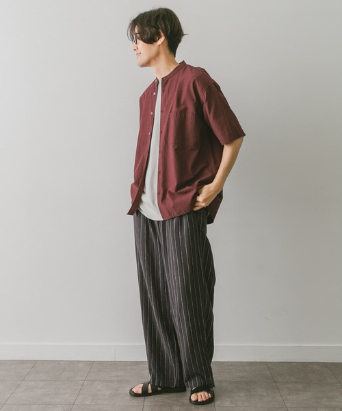 URBAN RESEARCH DOORS（アーバンリサーチドアーズ）の「コンフォートバンドカラーシャツ（シャツ/ブラウス・メンズ・ライトグレー/パープル/ブラック/グリーン・MEDIUM/LARGE）」の8枚目の写真