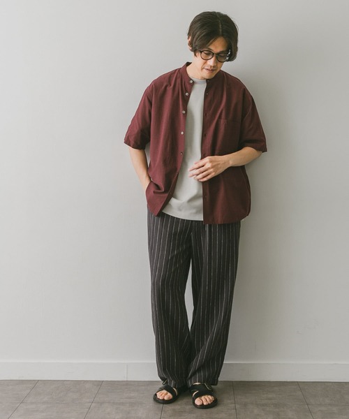 URBAN RESEARCH DOORS（アーバンリサーチドアーズ）の「コンフォートバンドカラーシャツ（シャツ/ブラウス・メンズ・ライトグレー/パープル/ブラック/グリーン・MEDIUM/LARGE）」の19枚目の写真