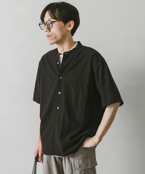 URBAN RESEARCH DOORS（アーバンリサーチドアーズ）の「コンフォートバンドカラーシャツ（シャツ/ブラウス・メンズ・ライトグレー/パープル/ブラック/グリーン・MEDIUM/LARGE）」の14枚目の写真