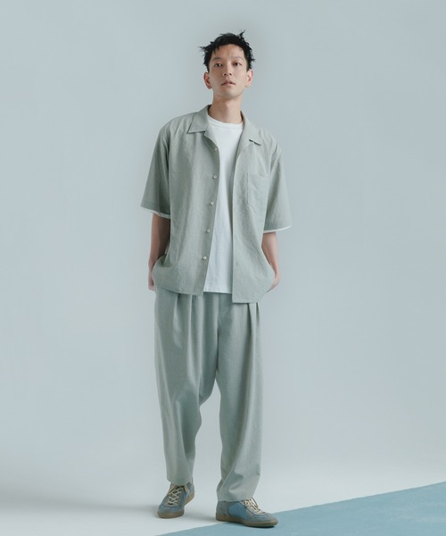 ADAM ET ROPE'（アダムエロペ）の「【RIRANCHA】吸水速乾 ワイド テーパード アンクルパンツ/イージーケア（その他パンツ・メンズ・ブラック/ライトグリーン・S/M/L）」の6枚目の写真