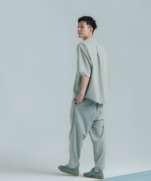 ADAM ET ROPE'（アダムエロペ）の「【RIRANCHA】吸水速乾 ワイド テーパード アンクルパンツ/イージーケア（その他パンツ・メンズ・ブラック/ライトグリーン・S/M/L）」の7枚目の写真