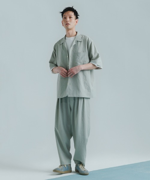 ADAM ET ROPE'（アダムエロペ）の「【RIRANCHA】吸水速乾 ワイド テーパード アンクルパンツ/イージーケア（その他パンツ・メンズ・ブラック/ライトグリーン・S/M/L）」の8枚目の写真