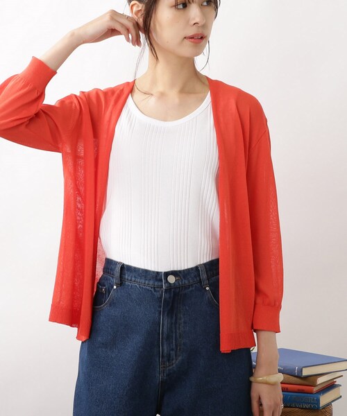 DRESKIP（ドレスキップ）の「◆【接触冷感/ウォッシャブル】トッパーカーディガン（カーディガン/ボレロ・レディース・ライトグレー/ライトブルー/ブラック/オフホワイト/オレンジ・02/03）」の5枚目の写真