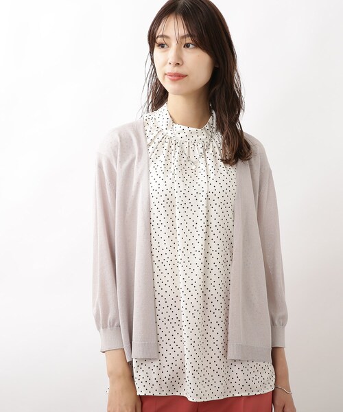 DRESKIP（ドレスキップ）の「◆【接触冷感/ウォッシャブル】トッパーカーディガン（カーディガン/ボレロ・レディース・ライトグレー/ライトブルー/ブラック/オフホワイト/オレンジ・02/03）」の6枚目の写真