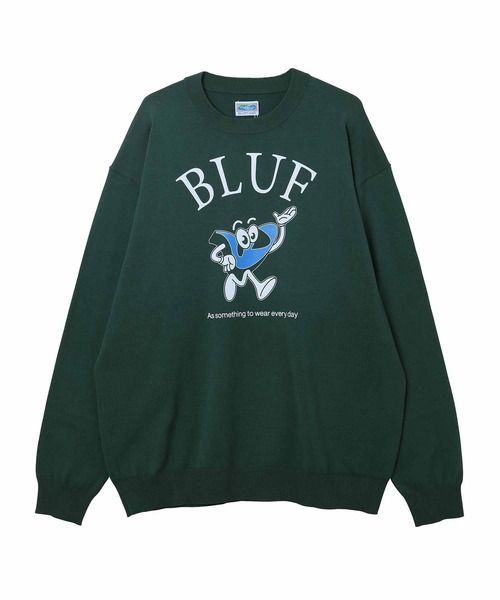 BLUFCAMP（ブルーフキャンプ）の「BLUF CAMP Printed-Cotton Sweater  