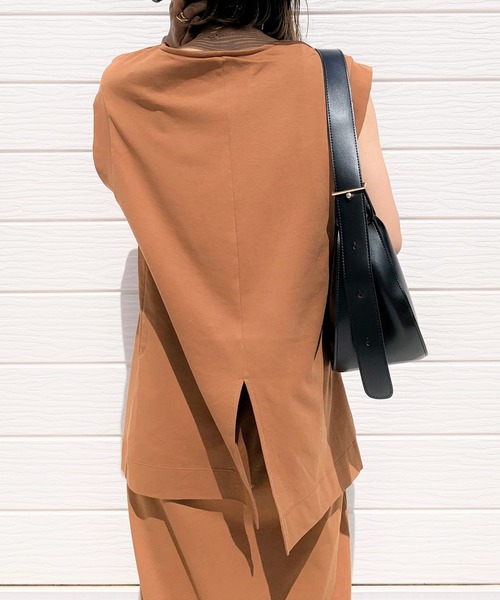 Q（キュー）の「チュニックレイヤードワンピース（ワンピース・レディース・ブラック/ブラウン・MEDIUM）」の6枚目の写真