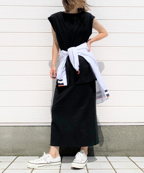 Q（キュー）の「チュニックレイヤードワンピース（ワンピース・レディース・ブラック/ブラウン・MEDIUM）」の5枚目の写真