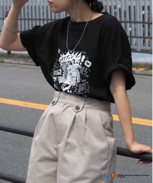 DISCUS(ディスカス)の「DISCUS『SUPERMAN』ビッグシルエットTシャツ(Tシャツ/カットソー・レディース・ブラック/ホワイト・M)」の2枚目の写真