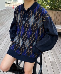 《WEB限定》COOPER FACTアーガイルポロニット