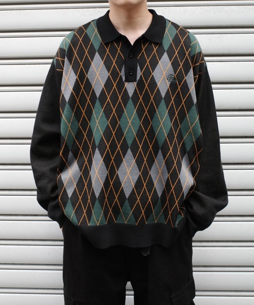 WHO'S WHO gallery（フーズフーギャラリー）の「《WEB限定》COOPER FACTアーガイルポロニット（ポロシャツ・メンズ・ブラック/ネイビー・FREE）」の10枚目の写真