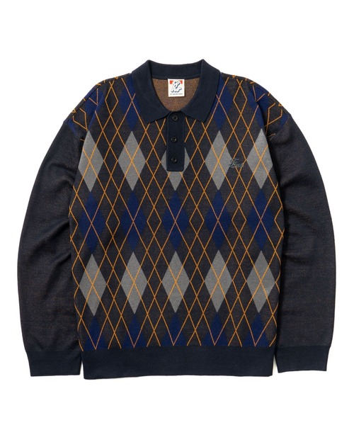 WHO'S WHO gallery（フーズフーギャラリー）の「《WEB限定》COOPER FACTアーガイルポロニット（ポロシャツ・メンズ・ブラック/ネイビー・FREE）」の7枚目の写真