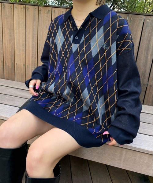 WHO'S WHO gallery（フーズフーギャラリー）の「《WEB限定》COOPER FACTアーガイルポロニット（ポロシャツ・メンズ・ブラック/ネイビー・FREE）」の13枚目の写真