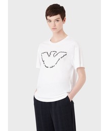 EMPORIO ARMANI | 【エンポリオ アルマーニ】Tシャツ オーガニックジャージー イタリックレタリング イーグルプリント(Tシャツ/カットソー)