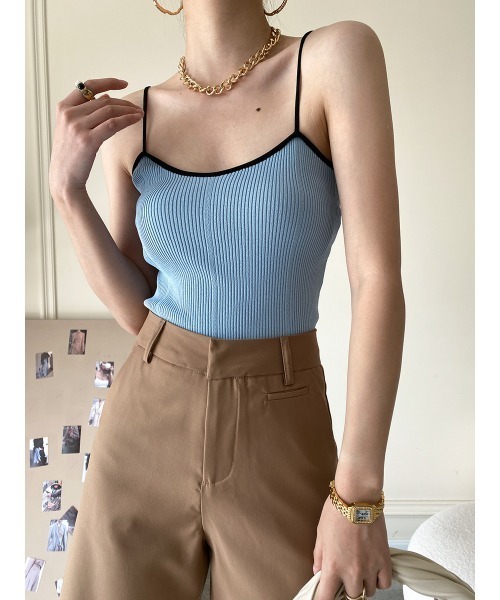 MANGROVE（マングローブ）の「クロップドバイカラーキャミソール（キャミソール・レディース・ホワイト/ベージュ/グレー/ブルー/アイボリー・FREE）」の22枚目の写真