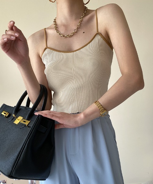 MANGROVE（マングローブ）の「クロップドバイカラーキャミソール（キャミソール・レディース・ホワイト/ベージュ/グレー/ブルー/アイボリー・FREE）」の13枚目の写真