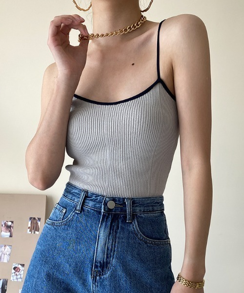 MANGROVE（マングローブ）の「クロップドバイカラーキャミソール（キャミソール・レディース・ホワイト/ベージュ/グレー/ブルー/アイボリー・FREE）」の20枚目の写真