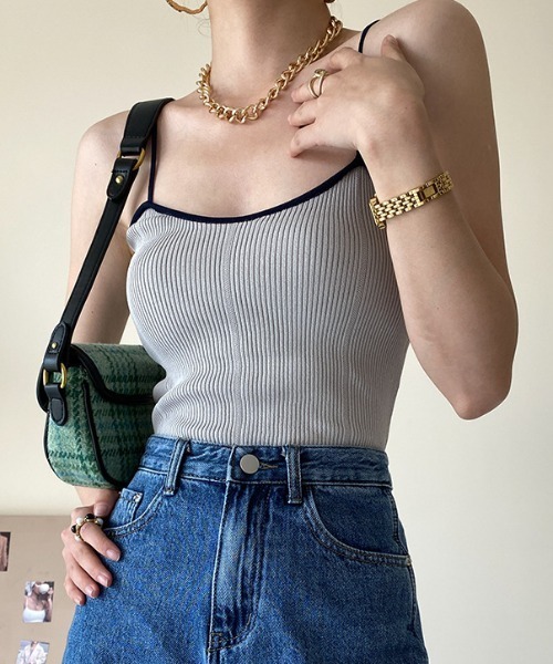 MANGROVE（マングローブ）の「クロップドバイカラーキャミソール（キャミソール・レディース・ホワイト/ベージュ/グレー/ブルー/アイボリー・FREE）」の17枚目の写真