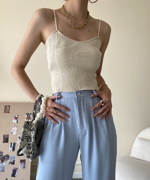 MANGROVE（マングローブ）の「クロップドバイカラーキャミソール（キャミソール・レディース・ホワイト/ベージュ/グレー/ブルー/アイボリー・FREE）」の15枚目の写真