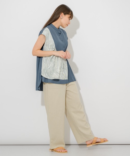 Paradise Picnic（パラダイスピクニック）の「マーブル生地切替ブラウス（シャツ/ブラウス・レディース・ホワイト/チャコールグレー・FREE）」の6枚目の写真