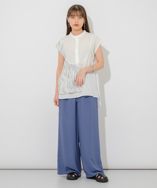 Paradise Picnic（パラダイスピクニック）の「マーブル生地切替ブラウス（シャツ/ブラウス・レディース・ホワイト/チャコールグレー・FREE）」の10枚目の写真