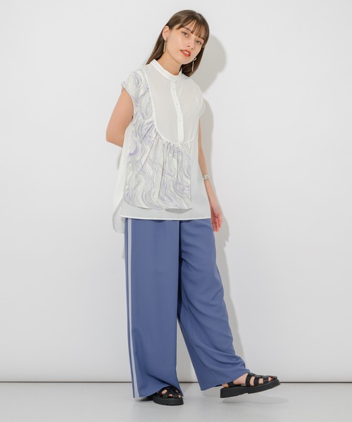 Paradise Picnic（パラダイスピクニック）の「マーブル生地切替ブラウス（シャツ/ブラウス・レディース・ホワイト/チャコールグレー・FREE）」の11枚目の写真