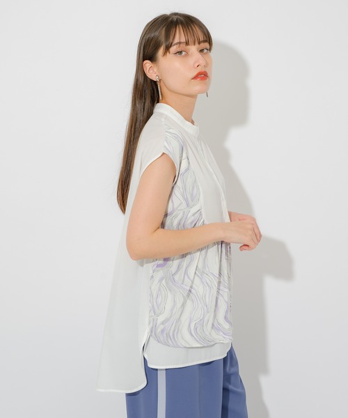 Paradise Picnic（パラダイスピクニック）の「マーブル生地切替ブラウス（シャツ/ブラウス・レディース・ホワイト/チャコールグレー・FREE）」の15枚目の写真