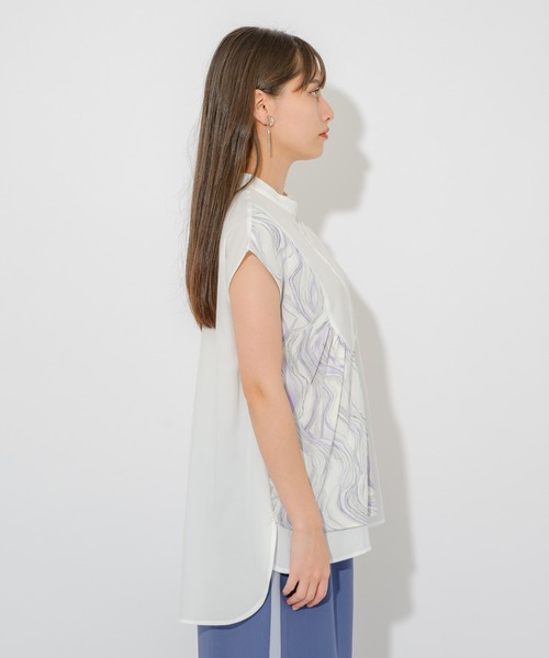 Paradise Picnic（パラダイスピクニック）の「マーブル生地切替ブラウス（シャツ/ブラウス・レディース・ホワイト/チャコールグレー・FREE）」の16枚目の写真