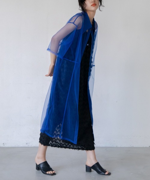VACANCY(ヴァカンシー)の「バリモワ襟ハーフスリーブチュールワンピース(ワンピース・レディース・ブルー/グレー/ブラック・FREE)」の21枚目の写真