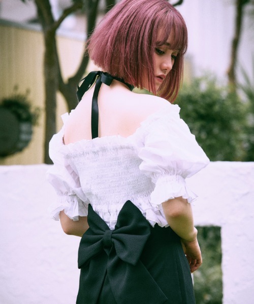 FickleBebe(フィクルベベ)の「フリルオフショルダーブラウス(シャツ/ブラウス・レディース・A/ブラック/ホワイト・0/1)」の12枚目の写真