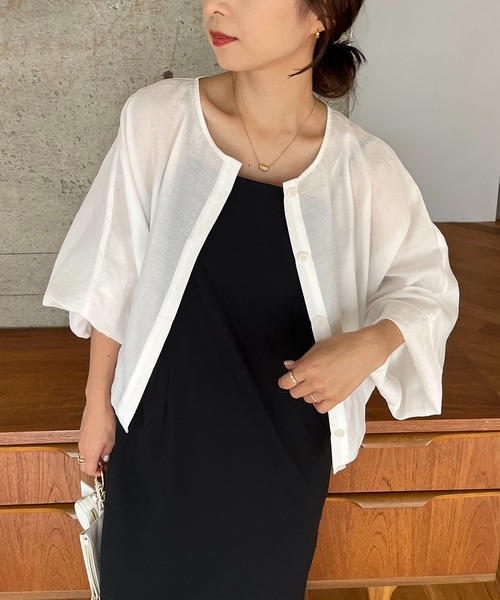 CAPRICIEUX LE'MAGE（カプリシューレマージュ）の「ドロストシャツブルゾン（ブルゾン・レディース・ホワイト/ブラック/グリーン系その他・FREE）」の12枚目の写真