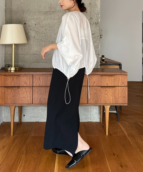 CAPRICIEUX LE'MAGE（カプリシューレマージュ）の「ドロストシャツブルゾン（ブルゾン・レディース・ホワイト/ブラック/グリーン系その他・FREE）」の5枚目の写真