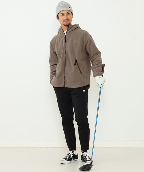 WILD THINGS(ワイルドシングス)の「<UNISEX>WILD THINGS × BEAMS GOLF / 別注 POLARTEC(R) フリース パーカ(ブルゾン・メンズ・ブラック/ベージュ・S/M/L)」の4枚目の写真
