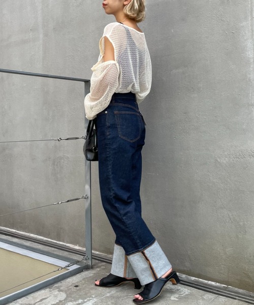 CIAOPANIC（チャオパニック）の「ロールアップデニムKATER（デニムパンツ・レディース・ブラック/ブルー・SMALL/MEDIUM）」の9枚目の写真