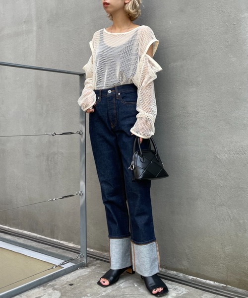 CIAOPANIC（チャオパニック）の「ロールアップデニムKATER（デニムパンツ・レディース・ブラック/ブルー・SMALL/MEDIUM）」の7枚目の写真