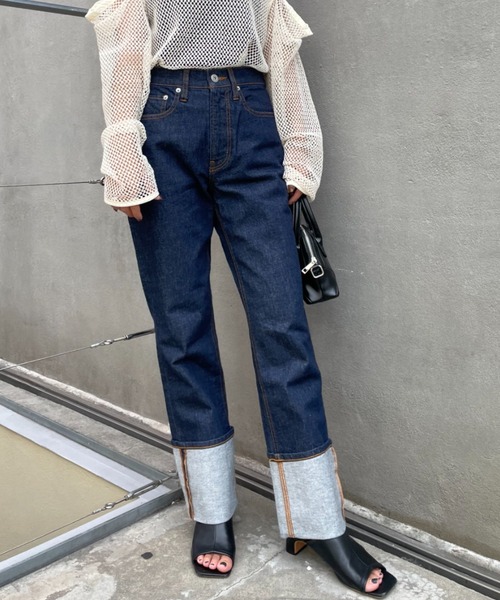 CIAOPANIC（チャオパニック）の「ロールアップデニムKATER（デニムパンツ・レディース・ブラック/ブルー・SMALL/MEDIUM）」の5枚目の写真