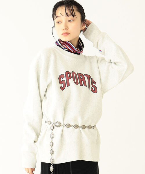 BEAMS BOY(ビームスボーイ)の「Champion × BEAMS BOY / 別注 ロゴ リバースウィーブ スウェット(スウェット・レディース・オートミール/グリーン系その他/ダークネイビー・S/XS)」の8枚目の写真