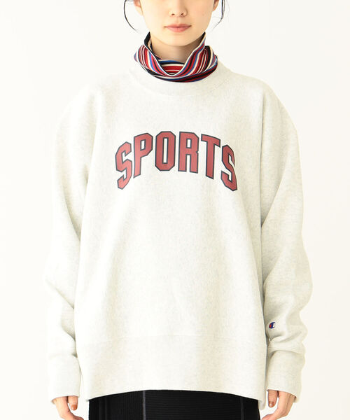 BEAMS BOY(ビームスボーイ)の「Champion × BEAMS BOY / 別注 ロゴ リバースウィーブ スウェット(スウェット・レディース・オートミール/グリーン系その他/ダークネイビー・S/XS)」の10枚目の写真