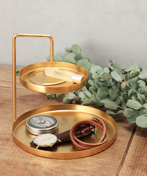 BIRTHDAY BAR（バースデイバー）の「in bloom｜ ツーレイヤートレイ（収納グッズ）」 - WEAR トレイ 2ピーストレイデスクトップ装飾ティーフルーツメイク宝石類ディスプレイディスプレイ収納プレートキーオーガナイザー(Blue)